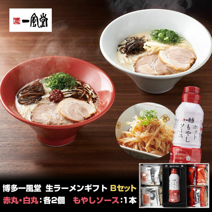 一風堂 博多絹ごしラーメンセット Bセット ホットもやしソース 1本 一風堂ラーメン 赤丸・白丸各2個 とんこつラーメン 豚骨らーめん 父の日 お中元 お歳暮