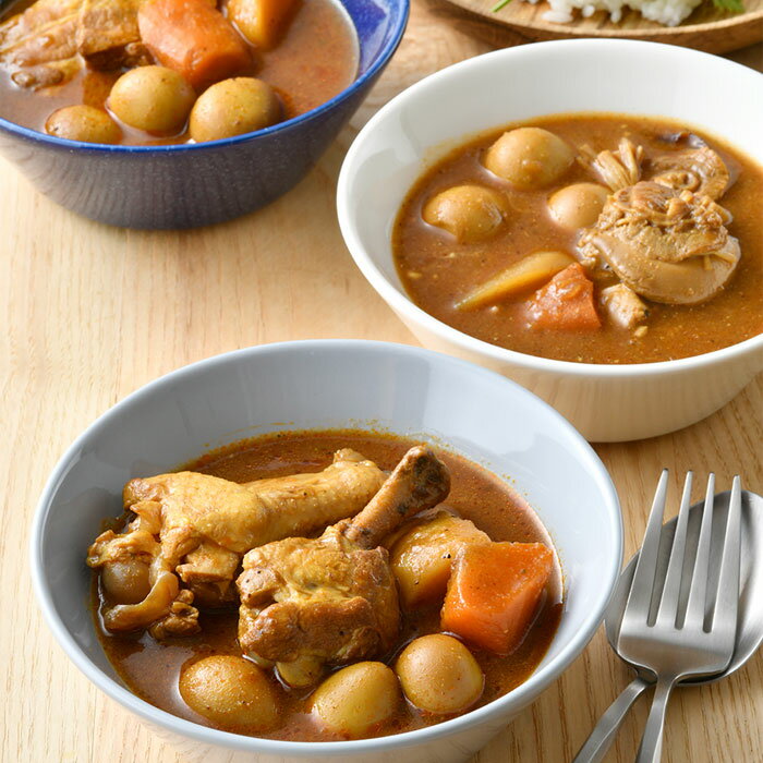 室蘭うずら園のすぅぷかれー3種セット 北海道 スープカレー うずら卵 ホタテ ポーク チキン 無投薬飼育 レトルト 常温 保存食 非常食 レンチン 湯煎のサムネイル