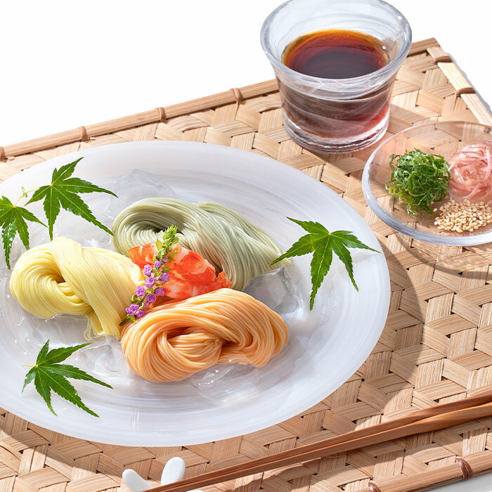 三彩の野菜素麺と手延べ素麺 詰合せセット 手延べそうめん 野菜そうめん 緑黄色野菜入り 麺類 父の日 母の日 ギフト 御歳暮ギフト