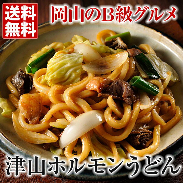 津山 ホルモンうどん 4食 送料無料 国産ミックスホルモン 甘辛うどんタレ付 B級グルメ 岡山県から直送 ケンミンショー