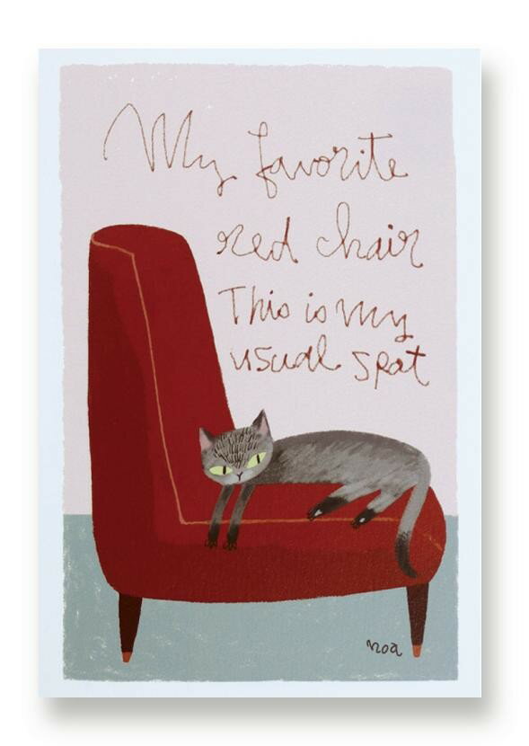 CP502　お気に入りの赤い椅子ポストカード　ノアファミリー　音手箱