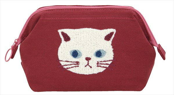J516R　ファミネコがま口ポーチ　レッド　ノアファミリー