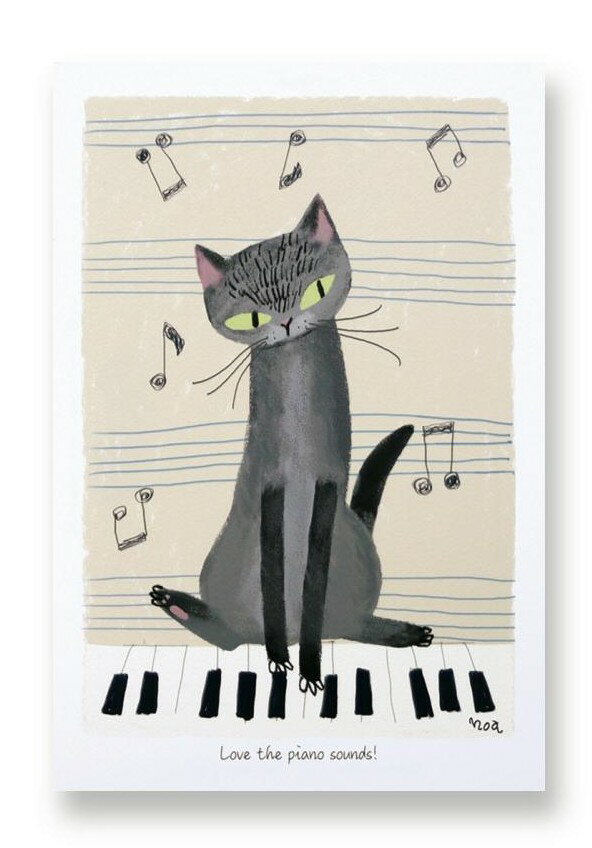 CP500　アッシュはピアニストポストカード　ノアファミリー　音手箱