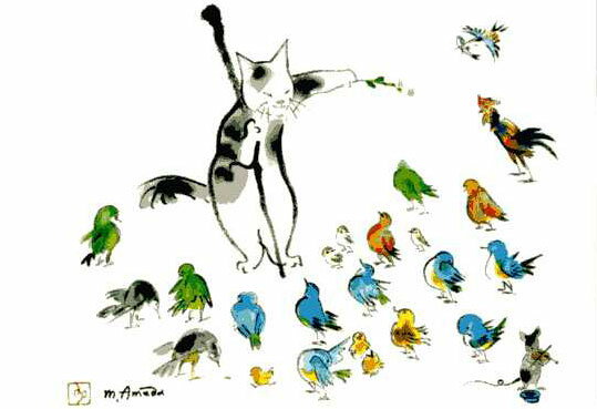 ポストカード(小鳥に説教する聖フランチェスコ)　雨田光弘　アマネコ舎　F0173669　音手箱