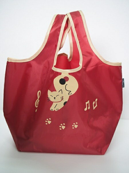 NF-742　ミケねこ　レッド（バッグの色）　くるくるコンビニバッグ　のあぷらす