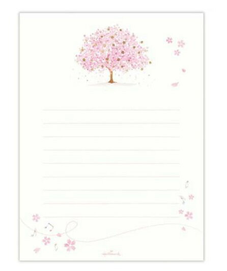 BEP-850-753　便箋　サクラミュージック【桜柄レターパッド｜ヨコ罫｜1柄10枚】　ホールマーク　音楽雑貨