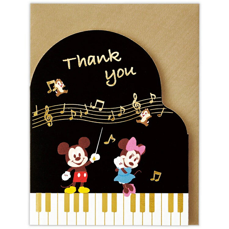 EBR-840-280 ディズニー ミッキーマウス&ミニーマウス ダイカットピアノ【ありがとう/立体ミニカード】 ホールマーク 音手箱