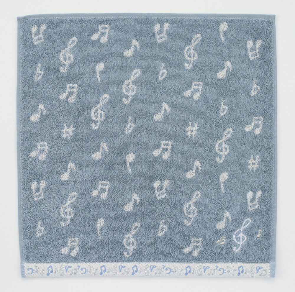 楽天音手箱SV7515-01　ウォッシュタオル　Silver　Notes　　発表会記念品　ギフト　プチギフト　音楽雑貨　吉澤