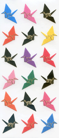 JP374　和風シール　折鶴　ステッカーファン　折り鶴　音手箱