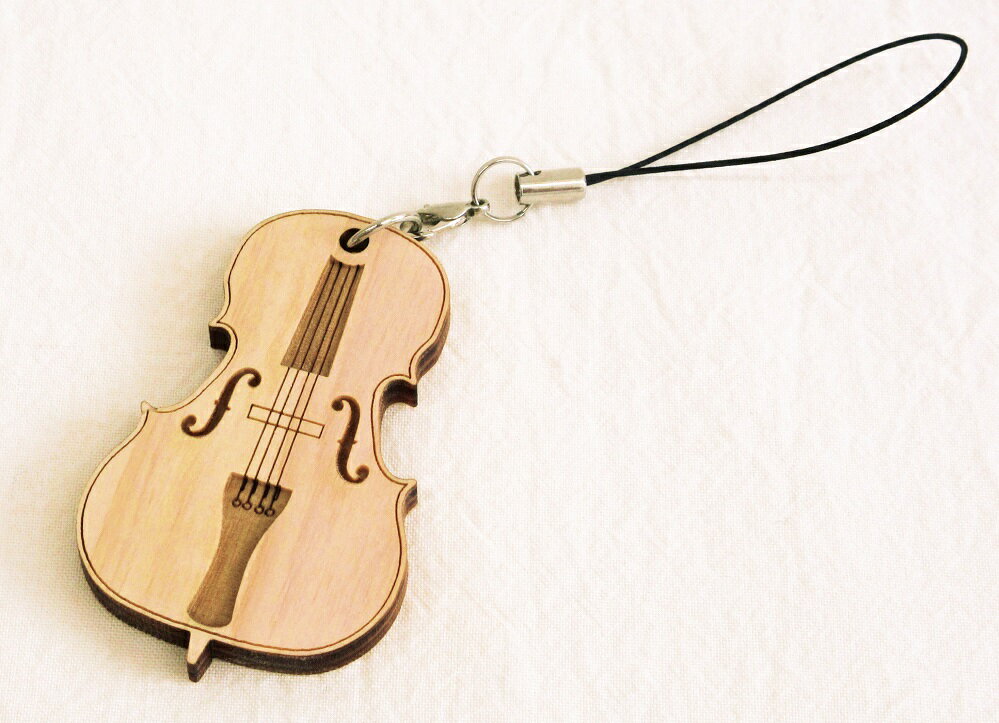 ◎ひのきストラップ　チェロ　SU0425-02　吉澤のサムネイル
