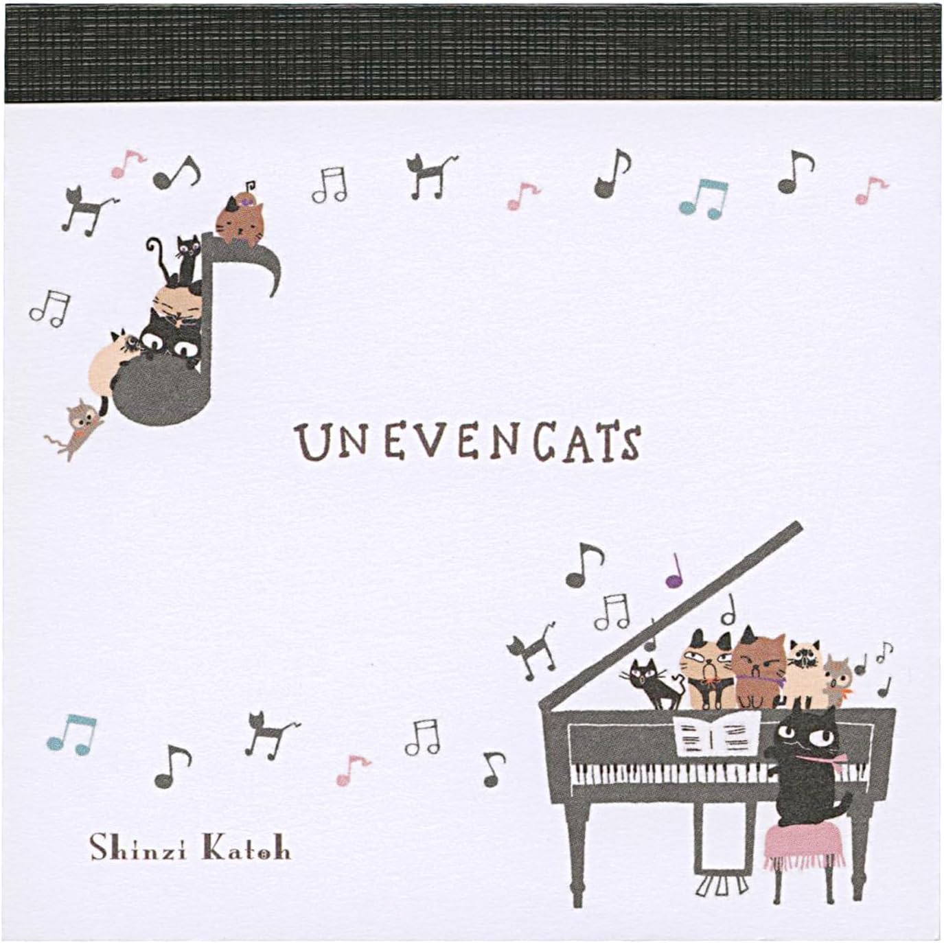 BM-01014　ブロックメモ　UNEVEN CATS MUSIC　K20787-M　吉澤　レオノーレ　日本製　音手箱