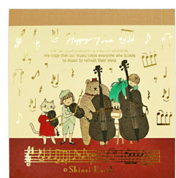 BM-01051　ブロックメモ　アイネクライネ　Happy Tone　弦楽四重奏　ヴァイオリン　ヴィオラ　チェロ　..