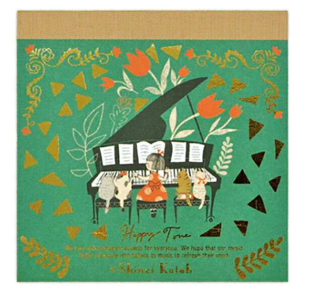 BM-0154　ブロックメモ　ピアノソナタ　Happy Tone　ピアノ　ネコ　チューリップ　シンジカトウ　発表..