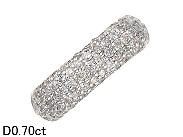 音羽屋■ ダイヤモンド/0.70ct K18WG ホワイトゴールド パヴェダイヤ リング 10号 仕上済【中古】