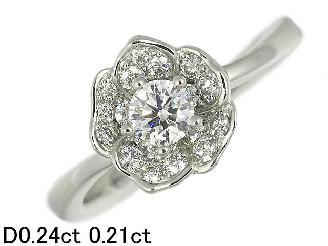 Rakuten - 音羽屋■ ダイヤモンド/0.24ct 0.21ct Pt950 プラチナ フラワーデザイン リング 11号 仕上済【中古】