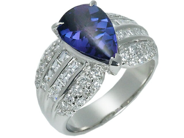 Rakuten - 音羽屋■ タンザナイト/2.37ct ダイヤ/1.09ct Pt900 プラチナ デザイン リング 10号 鑑別書付き 仕上済【中古】
