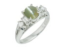 音羽屋■ クリソベリル キャッツアイ/1.01ct ダイヤ/0.25ct Pt900 プラチナ デザイン リング 11号 鑑別カード付き 仕上済【中古】(4)