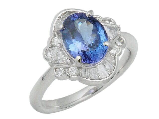Rakuten - 音羽屋■ タンザナイト/2.063ct ダイヤ/0.56ct Pt900 プラチナ デザイン リング 11.5号 ソーティング付き 仕上済【中古】