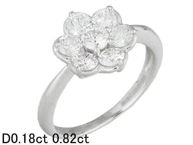 Rakuten - 音羽屋■ ダイヤモンド/0.18ct 0.82ct Pt900 プラチナ フラワーデザイン リング 11.5号 仕上済【中古】
