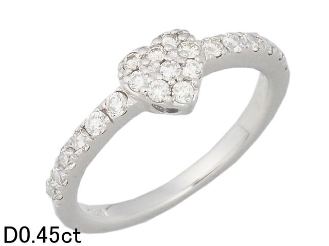 Rakuten - 音羽屋■ ダイヤモンド/0.45ct K18WG ホワイトゴールド ハート デザイン リング 12.5号 仕上済【中古】