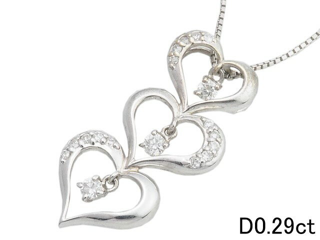 Rakuten - 音羽屋■ ダイヤモンド/0.29ct K18WG ホワイトゴールド ハートモチーフ ネックレス 仕上済【中古】