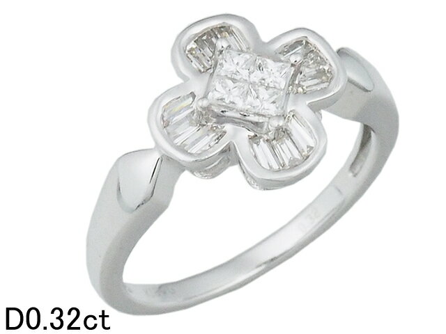 Rakuten - 音羽屋■ ダイヤモンド/0.32ct K18WG フラワー デザイン リング 13号 仕上済【中古】
