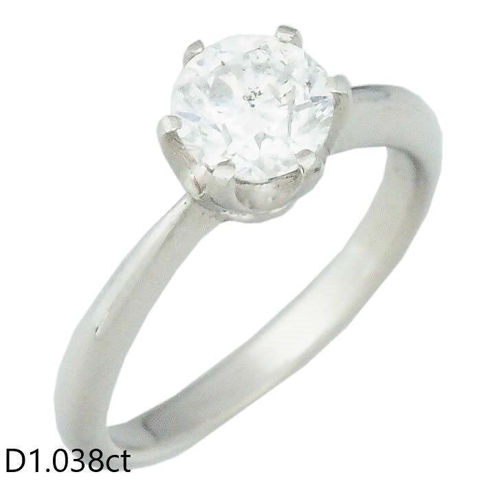 Rakuten - 音羽屋■ E/I-1 ダイヤモンド/1.038ct Pt900 プラチナ 立爪リング 1粒ダイヤ 12号 ソーティング付き 仕上済【中古】
