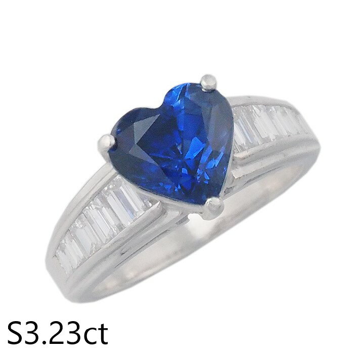 音羽屋■ ロイヤルブルー サファイア/3.23ct ダイヤ/0.82ct Pt900 プラチナ デザイン リング 11号 鑑別書付き 仕上済【中古】