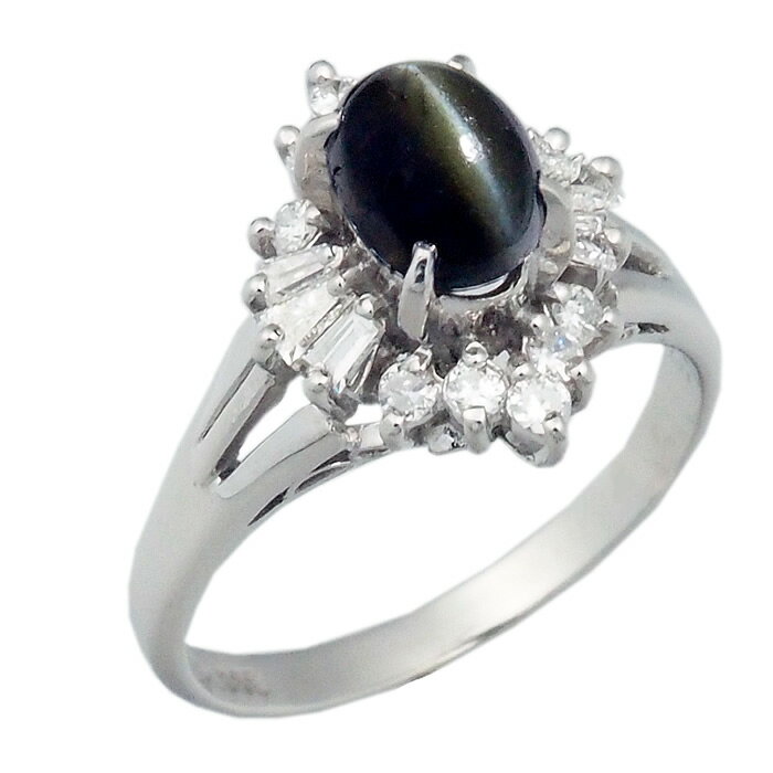 Rakuten - 音羽屋■ クリソベリル キャッツアイ/1.55ct ダイヤ/0.33ct Pt900 デザイン リング 12.5号 ソーティング付き 仕上済【中古】