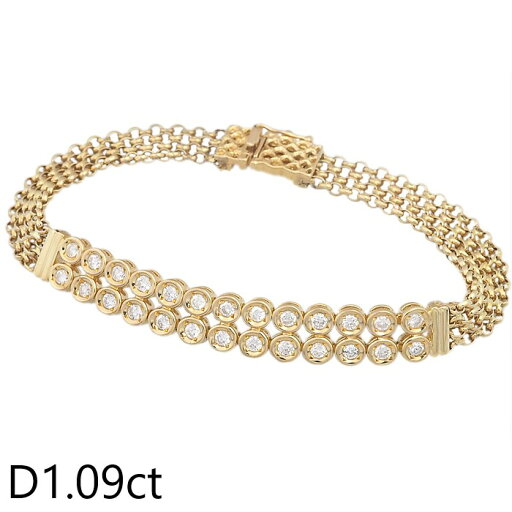 音羽屋■ ジュエリーマキ JEWELRY MAKI ダイヤモンド/1.09ct K18YG デザイン ブレスレット 仕上済【中古】 音羽屋■ ジュエリーマキ JEWELRY MAKI ダイヤモンド/1.09ct K18YG デザイン ブレスレット 仕上済【中古】