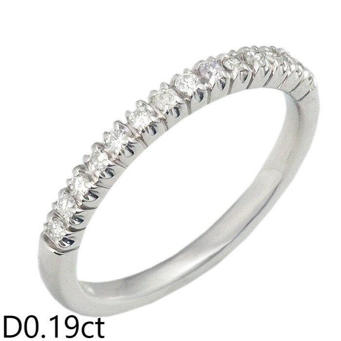 Rakuten - 音羽屋■ ダイヤモンド/0.19ct K18WG ハーフエタニティ リング 16号 仕上済【中古】