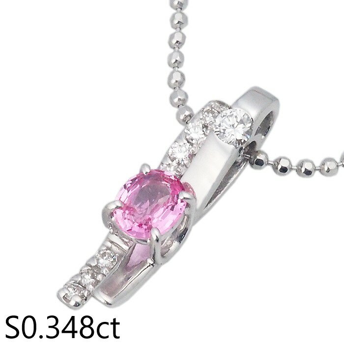 Rakuten - 音羽屋■ ピンクサファイア/0.348ct ダイヤ/0.14ct K18WG/Pt850 デザイン ネックレス 鑑別カード付き 仕上済【中古】
