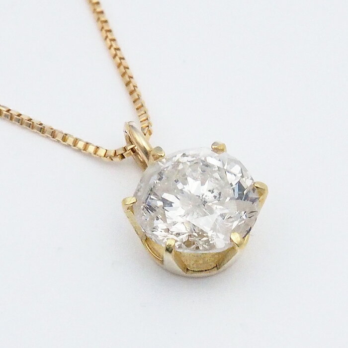 音羽屋■ ダイヤモンド/1.061ct K18YG 1粒ダイヤ ネックレス ソーティング付き 仕上済【中古】