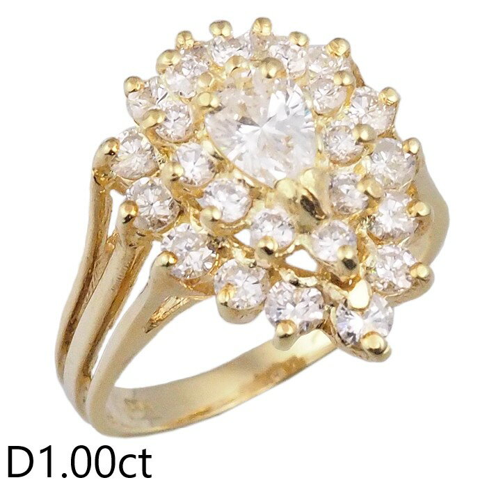 Rakuten - 音羽屋■ ダイヤモンド/1.00ct K18YG デザイン リング 11.5号 仕上済【中古】