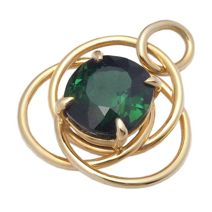音羽屋■ グリーントルマリン/3.71ct K18YG ヘッド ペンダントトップ ソーティング付き 仕上済【中古】