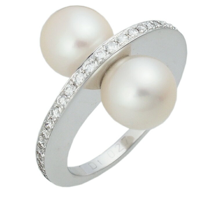 乐天商城 - 音羽屋■ アコヤ真珠 ダイヤ/0.27ct K18WG デザイン リング 10.5号 ソーティング付き 仕上済【中古】