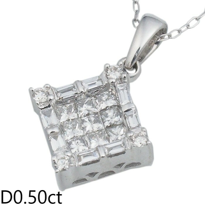 Rhodolite - 音羽屋■ ダイヤモンド/0.50ct K18WG デザイン ネックレス 仕上済【中古】