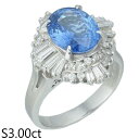音羽屋■ サファイア/3.00ct ダイヤ/0.87ct Pt900 デザイン リング 11号 鑑別書付き 仕上済【中古】