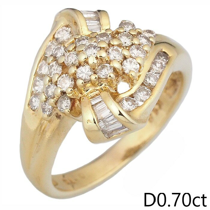 Rakuten - 音羽屋■ ダイヤモンド/0.70ct K18YG デザイン リング 11.5号 仕上済【中古】