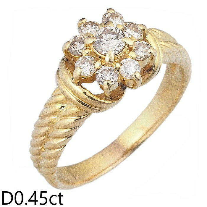 Rakuten - 音羽屋■ ダイヤモンド/0.45ct K18YG デザイン リング 13号 仕上済【中古】