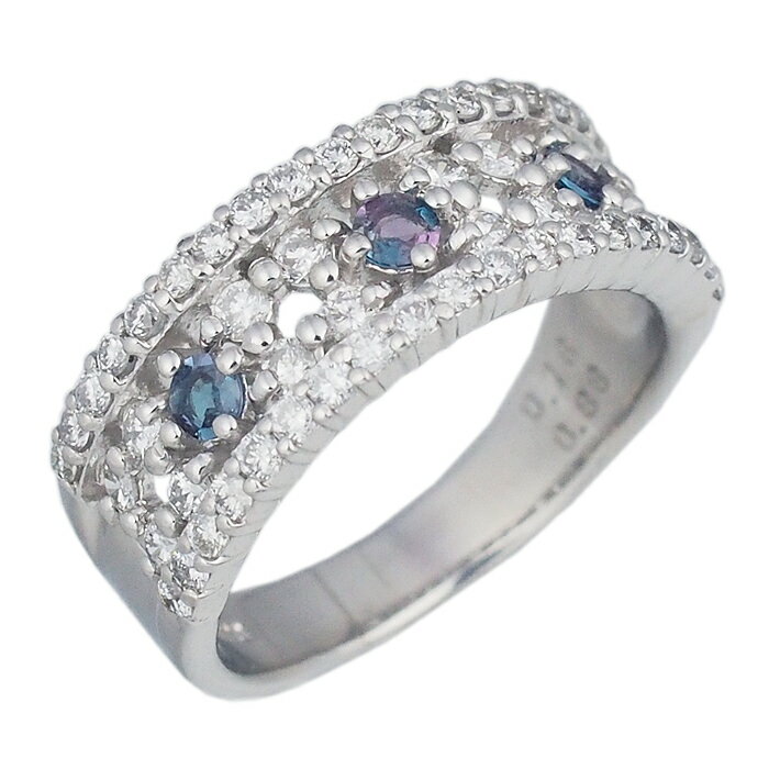 其它 - 音羽屋■ アレキサンドライト/0.18ct ダイヤ/0.88ct Pt900 デザイン リング 12号 鑑別カード付き 仕上済【中古】