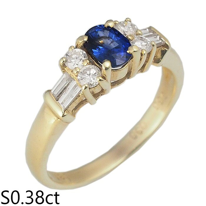 Rakuten - 音羽屋■ サファイア/0.38ct ダイヤ/0.56ct K18YG デザイン リング 10号 鑑別カード付き 仕上済【中古】