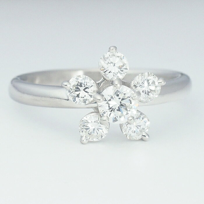 音羽屋■ ダイヤモンド/0.23ct 0.50ct Pt900 フラワーデザイン リング 13号 仕上済...