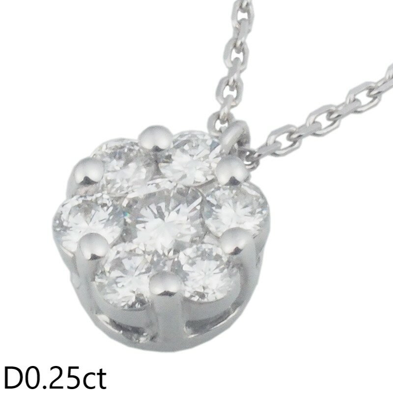 Rakuten - 音羽屋■ ダイヤモンド/0.25ct K18WG デザイン ネックレス 仕上済【中古】