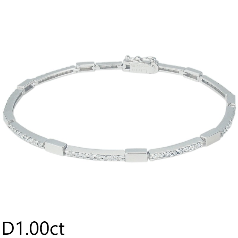 Rakuten - 音羽屋■ デビアス DE BEERS ダイヤモンド/1.00ct K18WG LINE ブレスレット 仕上済【中古】