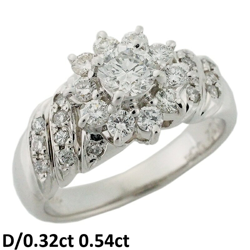 Rakuten - 音羽屋■ ダイヤモンド/0.32ct 0.54ct Pt900 デザイン リング 11号 仕上済【中古】