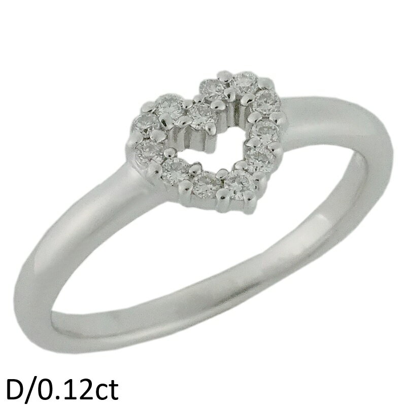 Rakuten - 音羽屋■ ポンテヴェキオ Ponte Vecchio ダイヤモンド/0.12ct K18WG ハート ダイヤリング 7号 仕上済【中古】
