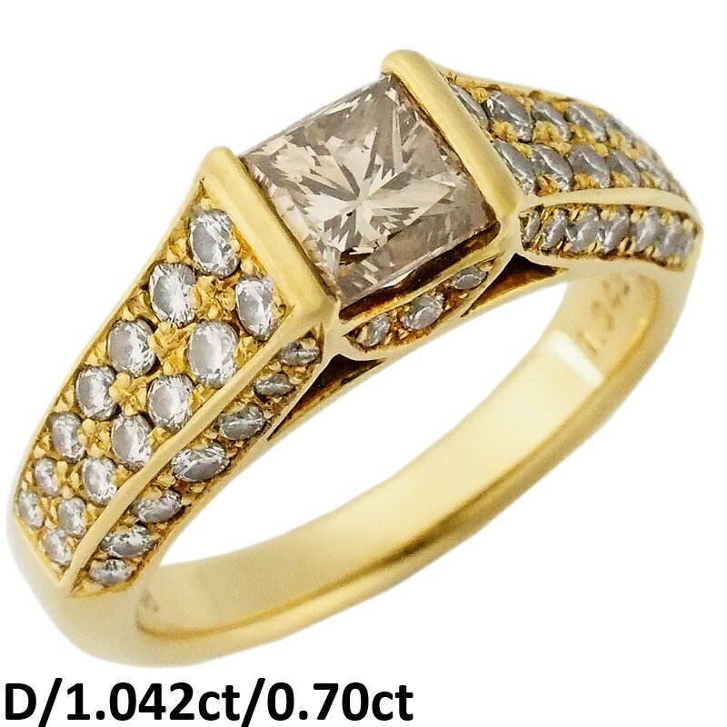 Rakuten - 音羽屋■ ダイヤモンド/1.042ct/0.70ct K18YG イエローゴールド デザイン リング 12号 仕上済【中古】