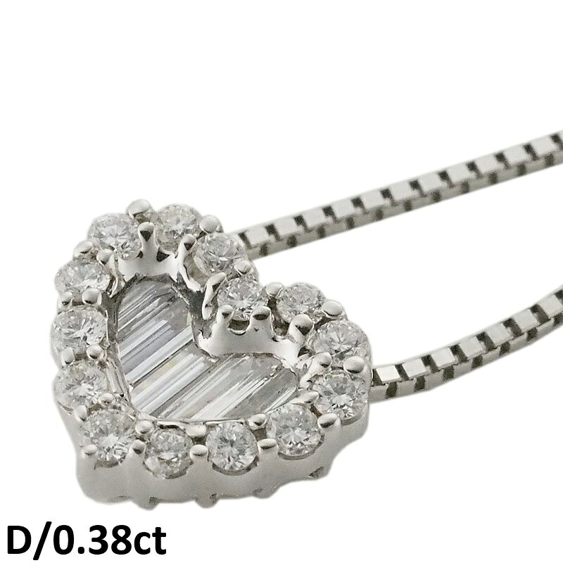 Rakuten - 音羽屋■ ダイヤモンド/0.38ct K18WG ハート デザイン ネックレス 仕上済【中古】