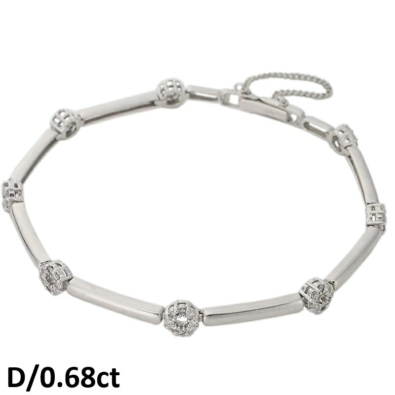 Rakuten - 音羽屋■ ダイヤモンド/0.68ct K18WG ホワイトゴールド ブレスレット 仕上済【中古】